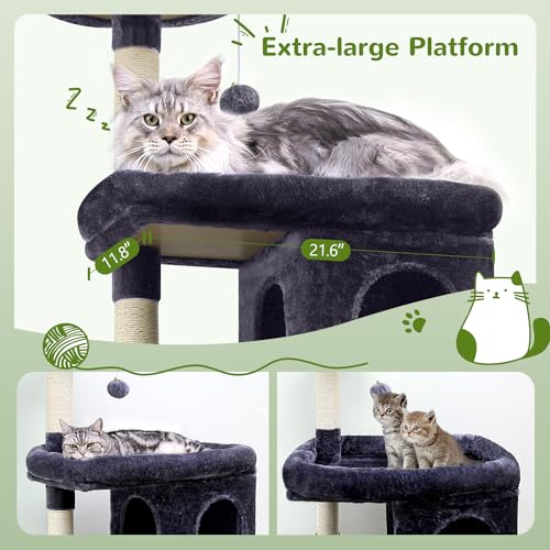 S72 Heavy Duty Cat Trees for Large Cats 20 lbs+ (Dark Grey / 72 inch)