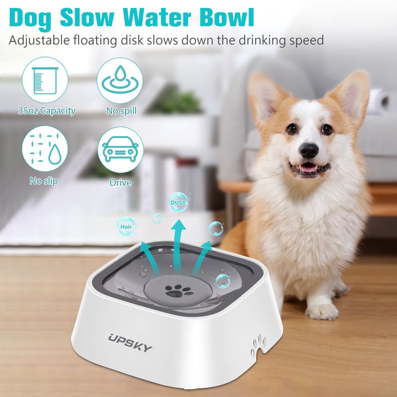 35oz No Spill Pet Water Bowl (Grey)