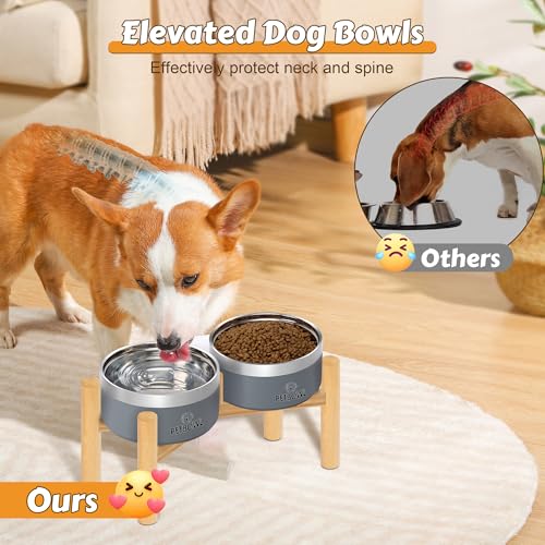 27oz Elevated Stainless Steel Dog Bowls Non (Grey)
