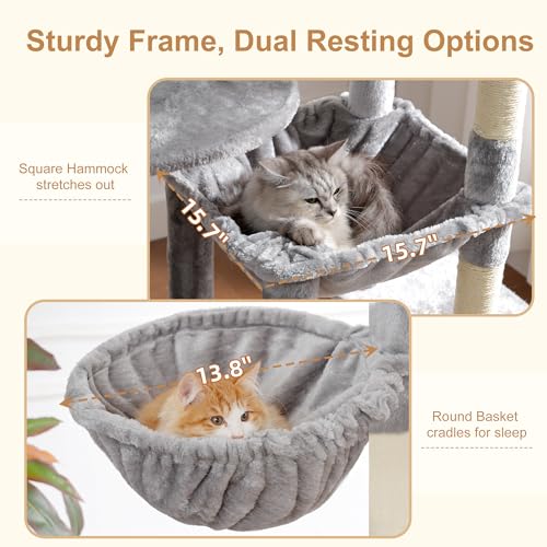 Cat Tree, 76-Inch Tall Heavy Duty Cat Tower for Big Cats HCT039W (Light Gray / 76.8 inch)