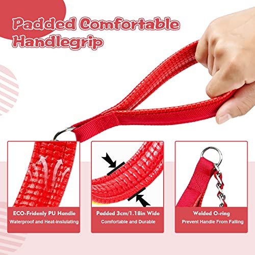 Metal Chain Dog Leash Chew Proof for Dogs (Red / 6FT 3.5mm (Medium & Large dogs))