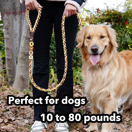 5FT Braided Cotton Rope Leash for Small (Golden Harvest)