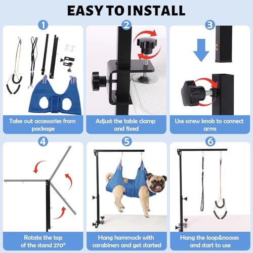 Dog Grooming Arm with Clamp Hammock