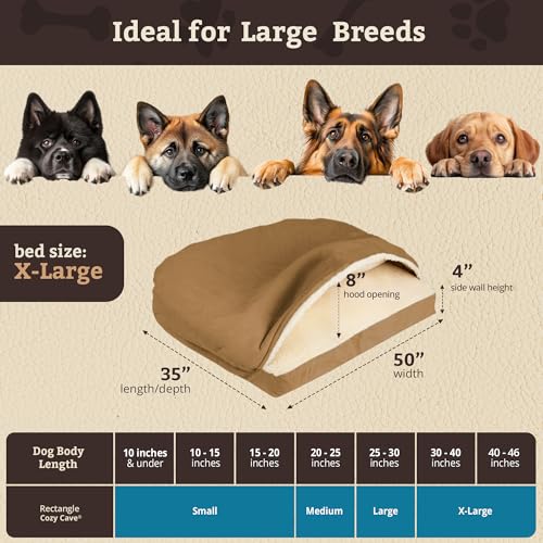 Rectangle Cozy Cave Dog Bed (Camel / Extra Large)