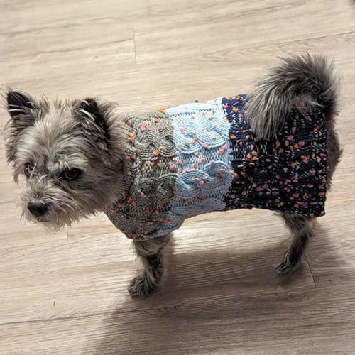 Color Block Dog Sweater for Small Dogs Turtleneck Thermal Knit (Medium (12-19lbs) / 03# Navyblue)