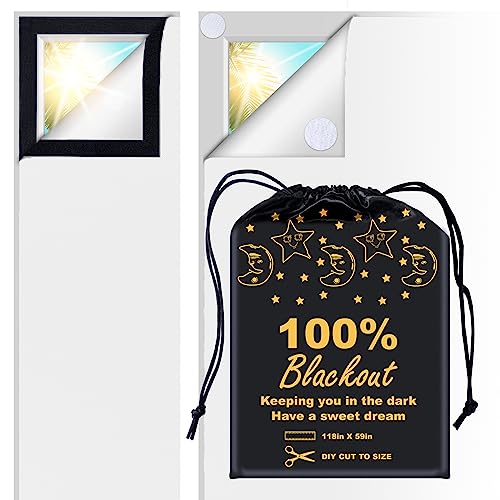 100% Blackout Blind White (White and Silver-grey / 59"W x 118"H)