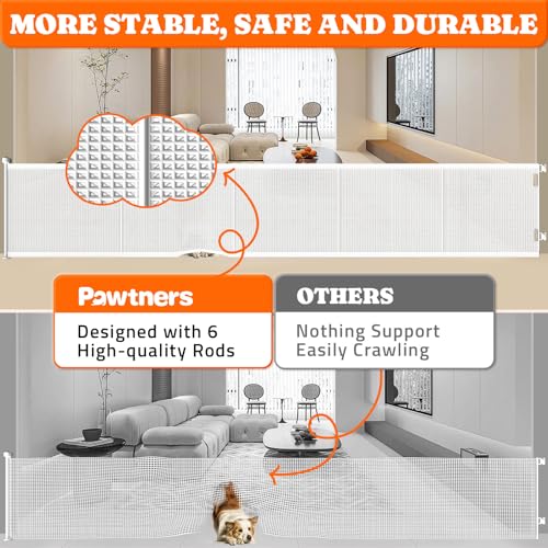 Retractable Baby Gates Extra Wide (White / 41" Tall x 120" Wide)