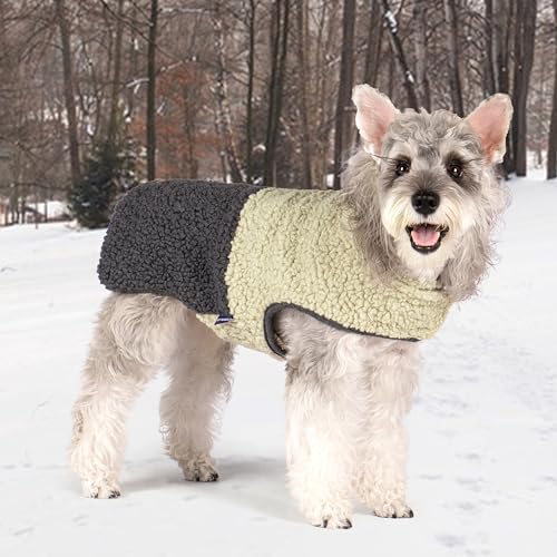 Sherpa Dog Coat Reversible Dog Jackets for Small Dogs (Medium (10-15lbs) / Khaki)