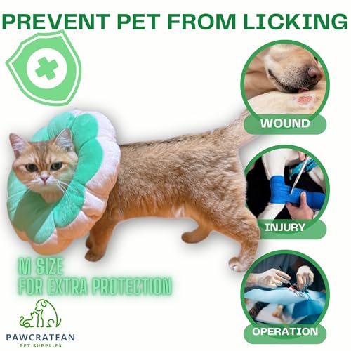 Adjustable Comfy Flower Style Elizabeth Collar for Cats Puppies Soft Recovery Cone Pet Protective Neck Collar (Green / Samll)