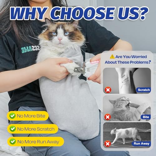 Cat Grooming Wrap for Nail Trimming (XL-31.5in ( Weight:＜ 25lbs ) / Grey)