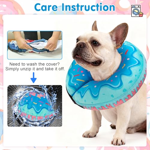 Dog Cone Collar Alternative After Surgery (Blue Donut / M(Neck:13"-16"))