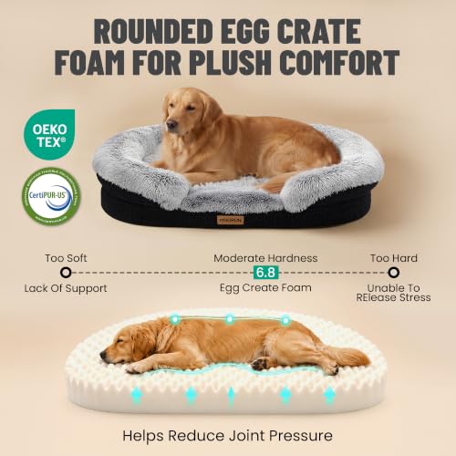 Fluffy Orthopedic Dog Beds Large Sized Dog (Gray / L(43", UP to 90lbs))
