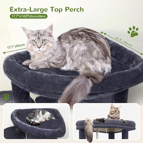 66in Corner Cat Tree Tower for Indoor Large Cats (66inch / Dark Gray)