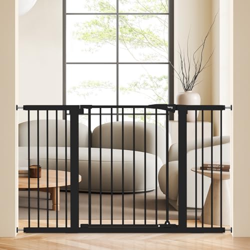 29.7" 51.5" Extra Wide Baby Gate for Stairs (Black / 29.7-51.5"Wide,30"Tall)