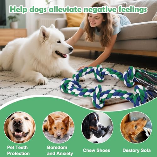 Dog Rope Toy for Large Dogs (Green / Large)