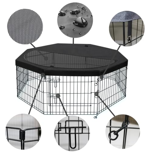 Foldable Metal Dog Exercise Pen (Black / 24''H)