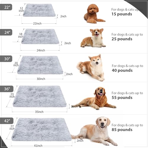Large Dog Bed Crate Pad 35" (35.0"L x 23.0"W x 2.0"Th / Grey)
