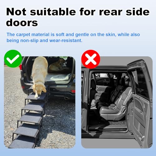 Dog Ramp for Car Truck and SUV Dog Stairs for Large Dogs Folding Pet Stairs with Non (5 Steps)