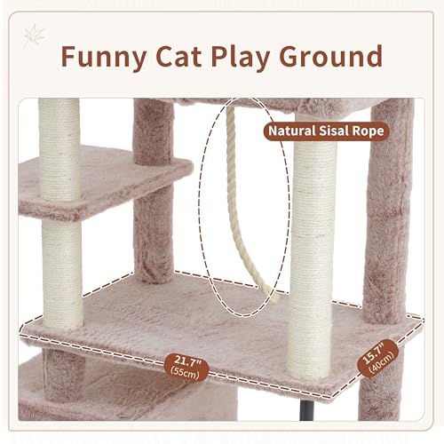 Cat Tree Cat Tower with Sturdy Steel Tube (70.5 inches / Muchroom)