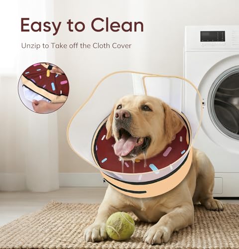 Raised Inflatable Dog Cone After Surgery (DonutBrown / L(Neck 12"-16"))