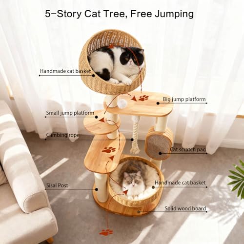 50 in Wooden Cat Tree for Indoor Cat (50IN)