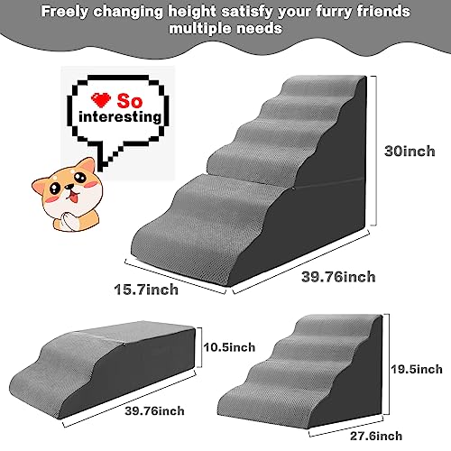 Dog Stairs for High Beds 30 (Grey 30" H)
