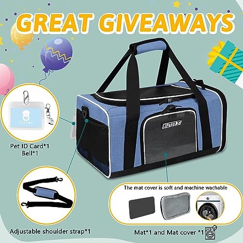 Small Pet Carrier 17" L x 11" W x 9.5" H Airline Approved (17.0"L x 11.0"W x 9.5"H / Blue)