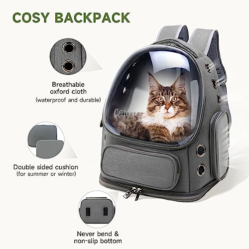 Cat Backpack Carrier Large Space Bubble Backpack up to 12lbs Grey (Dark Gray)