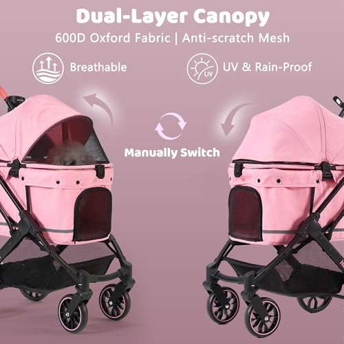 All Terrain Dog Stroller for Small to Medium Dogs (Sakura Pink)