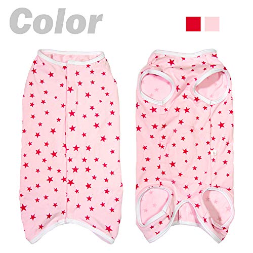 Dog’s Recovery Suit Post Surgery Shirt for Puppy (Medium / pink stars)