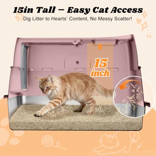Stainless Steel Litter Box (Blush Pink / X-Large)
