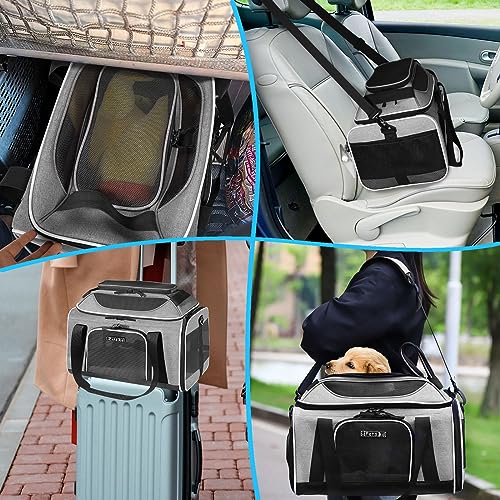Top Expandable Small Pet Carrier 18"x13"x9.5" Airline Approved (18.0"L x 13.0"W x 9.5"H / Grey)
