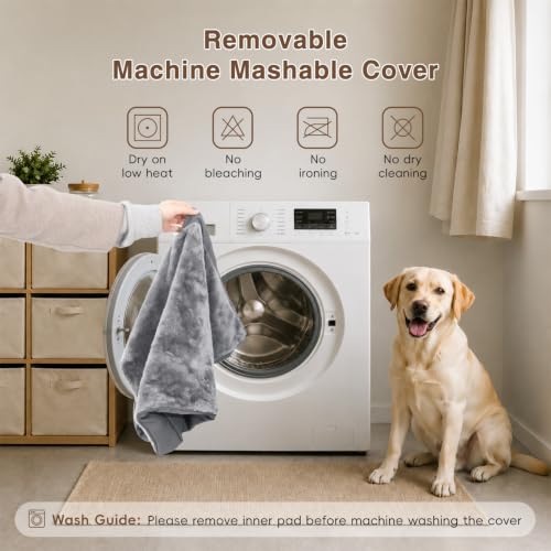 Dog Crate Bed Waterproof Deluxe Plush Dog Beds with Removable Washable Cover Anti (41.0"L x 27.0"W x 3.0"Th / Grey)