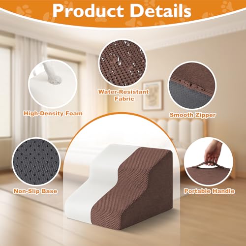 Dog Stairs for Small Dogs 11.5’’ H (Brown / Standard 15.5''x15''x11.5'')