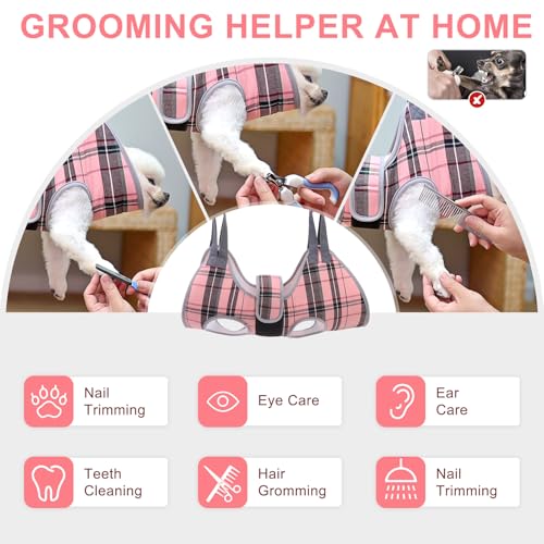 Medium Dog Grooming Hammock Harness (M (Leg Spacing: 9-12.5" / Max W: 50lbs) / Pink)
