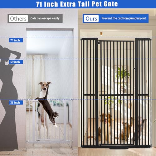71 Inch Extra Tall Pet Gate for Cats (Black / 29.5-48"wide)
