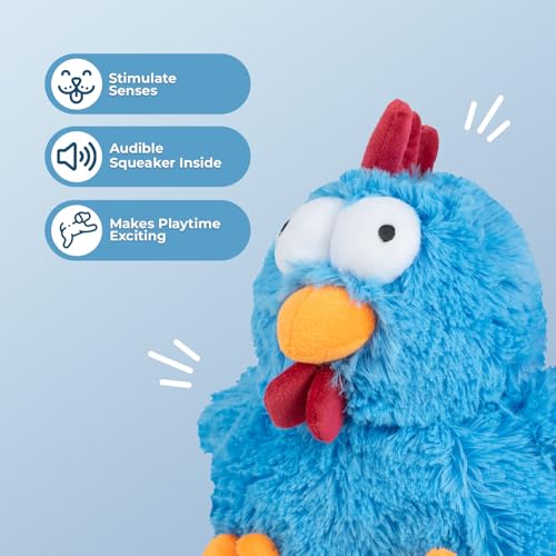 Squeaky Plush Dog Toy (Mrs. Cluck (Blue) / Large)