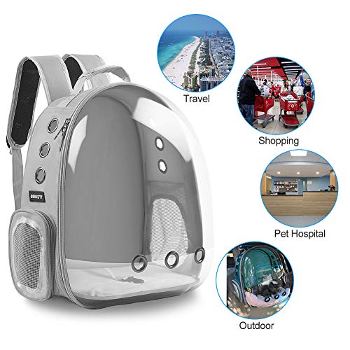 Cat Backpack Carrier Breathable Pet Travel Bag for Cats Dogs Bunny (GREY / 13.9"L x 9.8"W x 16.5"H)