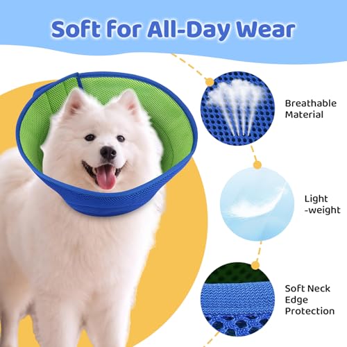 Soft Dog Cone Collar to Stop Licking After Surgery (Blue / XL)