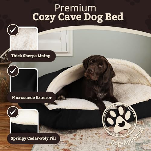 Rectangle Cozy Cave Dog Bed (Black / Large)