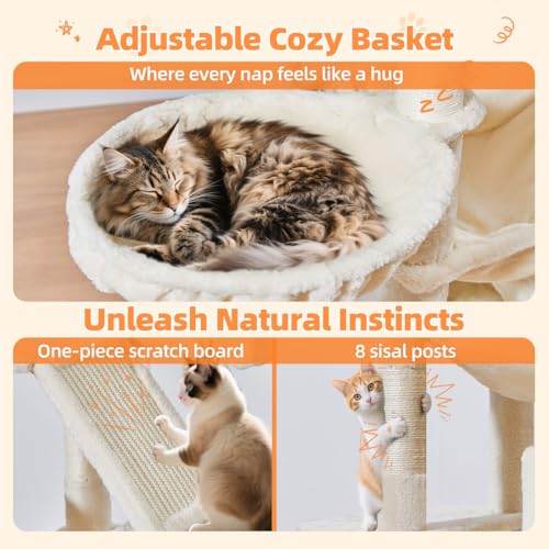 Cat Tree 71 in Extra Large Cat Tower for Inddor Cats (Beige / 71 Inches)