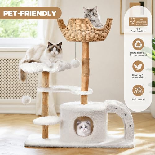 Modern Cat Tree (White / 45.6'')