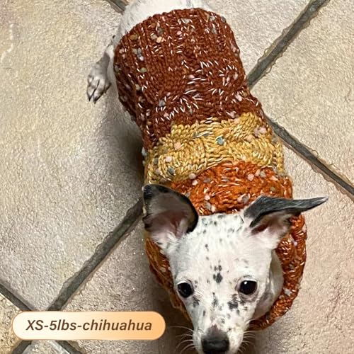 Color Block Dog Sweater for Small Dogs Turtleneck Thermal Knit (X-Small (4-6lbs) / 01# Brown)