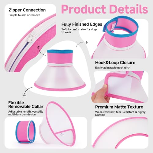 Dog Cone Collar to Stop Licking (Pink / L)