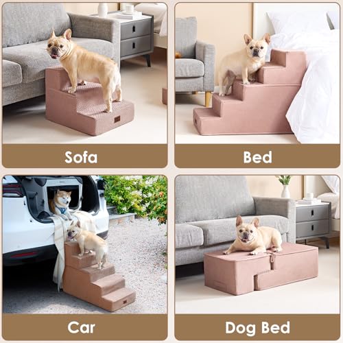 Dog Stairs 13.5" H (Pink / Extra Wide 16.5" x 21" x 13.5")