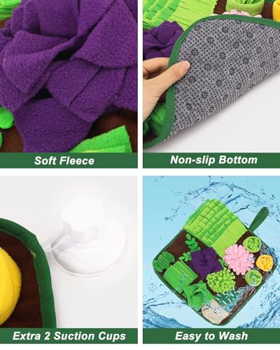 Snuffle Mat for Dogs and Cats Succulent Small Pets Treat Toy Dog Enrichment Toys Dog Puzzle Slow Eating Mat Foraging Mat for Rabbit Pig Stress Relief Puppy Birthday Gift for Pet (16.5"L x 16.5"W)