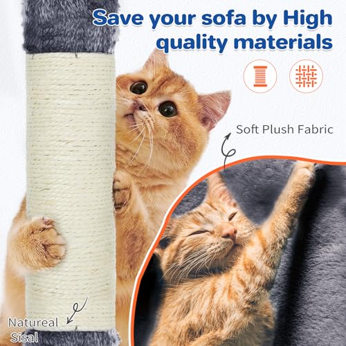 63" Multi Level Cat Tree Tower for Indoor Cats (Dark Grey)