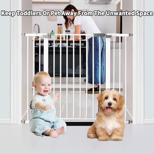 41 Inch Tall Baby Gate Auto Close Dog Gate (White / 29.92"-43.71" Wide)