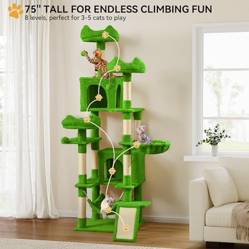 75inch Cat Trees for Large Cats (Green / 75 inch)
