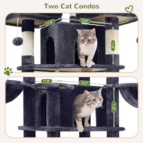Big XXL Cat Tower for Indoor Multiple Cats (Dark Grey / 80inch)